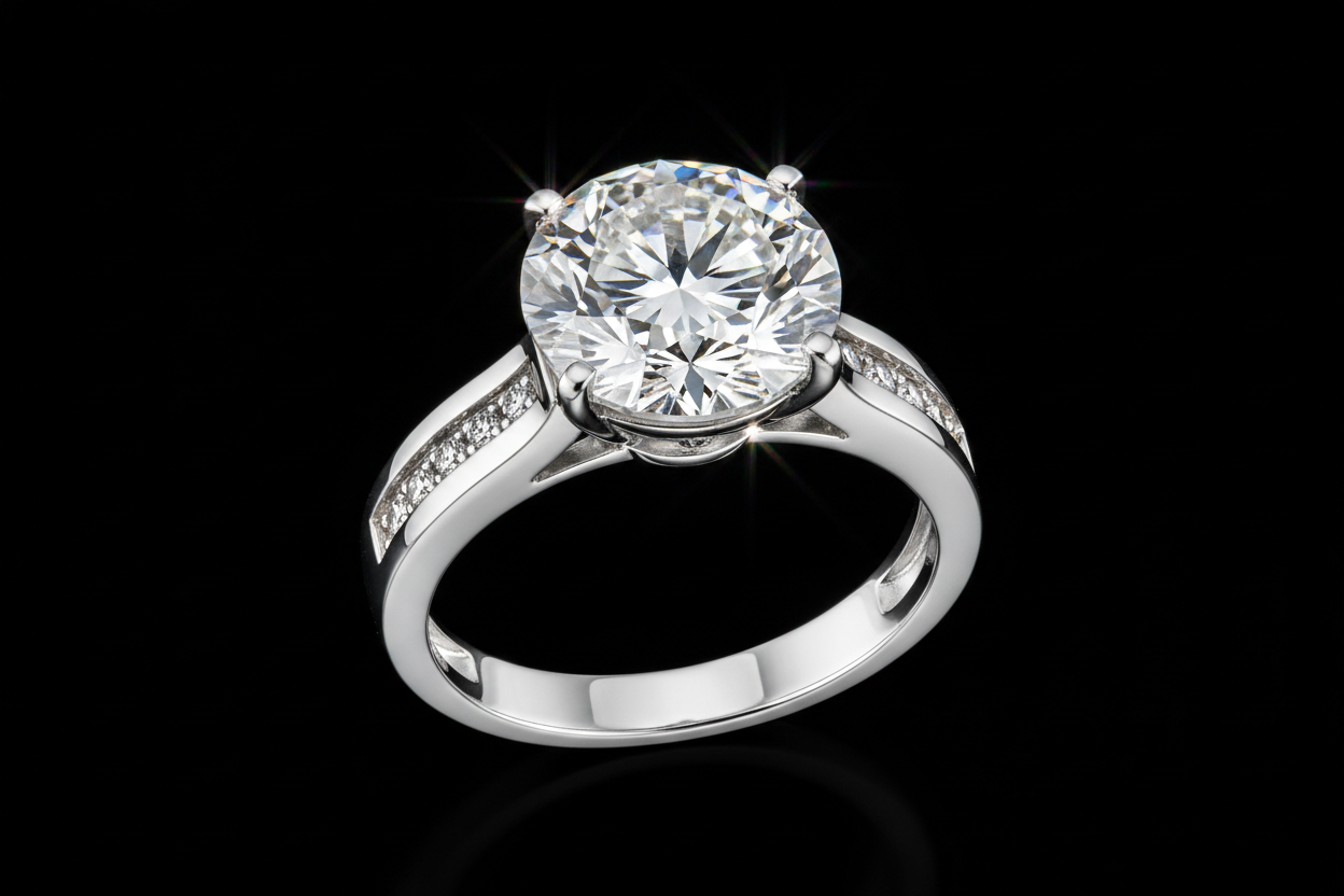 diamond ring with black background