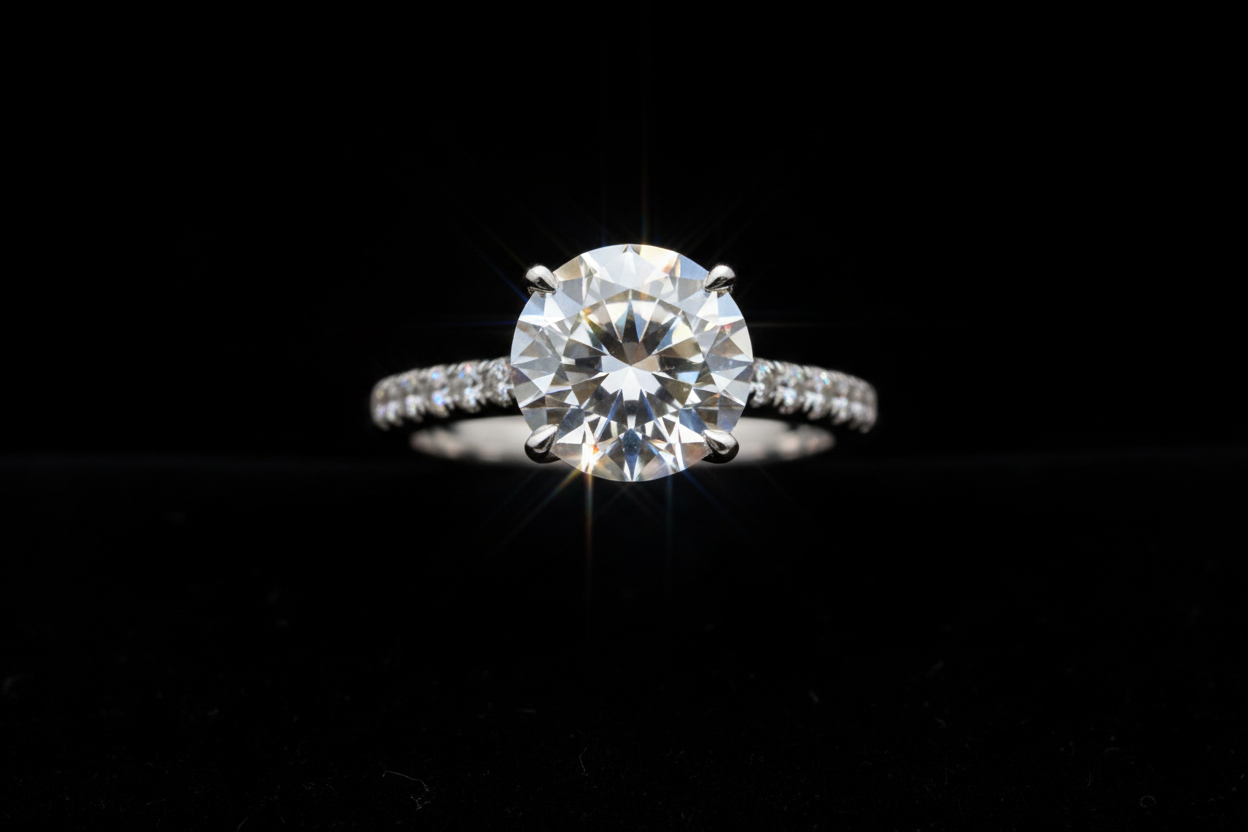 diamond ring with black background