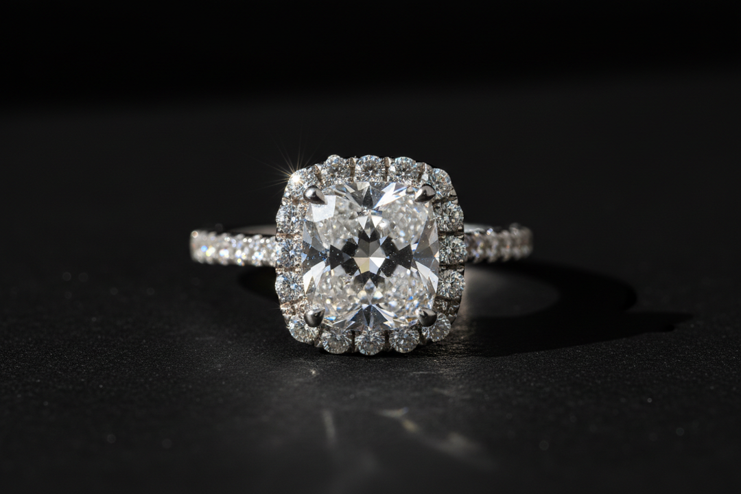 diamond ring with black baground 