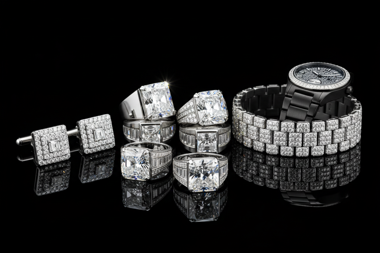 men daimond collection with blackbaground